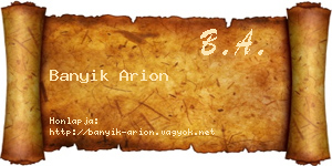 Banyik Arion névjegykártya